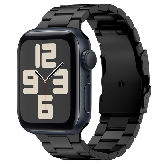 For Apple Watch SE 2023 44mm Three Beads Titanium Alloy Metal Watch Band(Black)