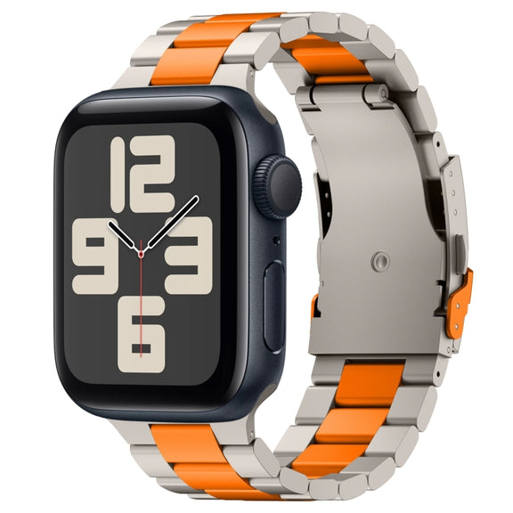 For Apple Watch SE 2023 40mm Three Beads Titanium Alloy Metal Watch Band(Titanium Orange)