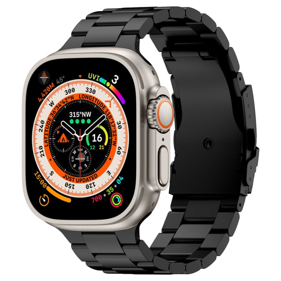 For Apple Watch Ultra 2 49mm Three Beads Titanium Alloy Metal Watch Band(Black)