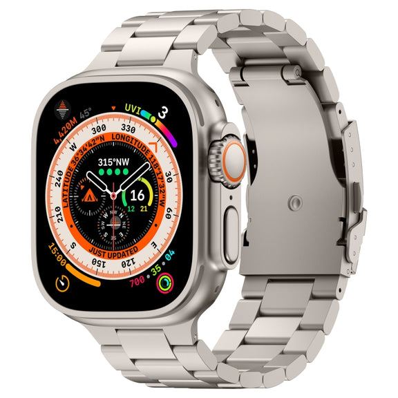 For Apple Watch Ultra 2 49mm Three Beads Titanium Alloy Metal Watch Band(Titanium Color)