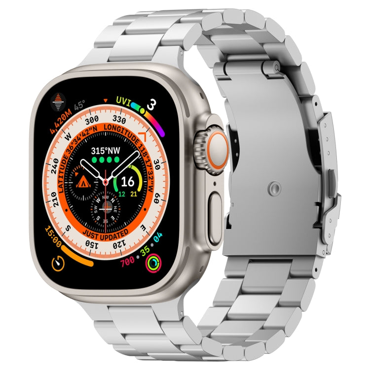 For Apple Watch Ultra 2 49mm Three Beads Titanium Alloy Metal Watch Band(Silver)