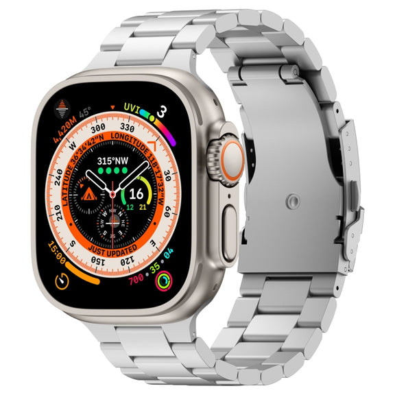 For Apple Watch Ultra 2 49mm Three Beads Titanium Alloy Metal Watch Band(Silver)
