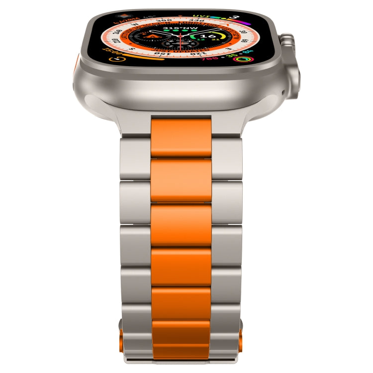 For Apple Watch Series 9 45mm Three Beads Titanium Alloy Metal Watch Band(Titanium Orange)