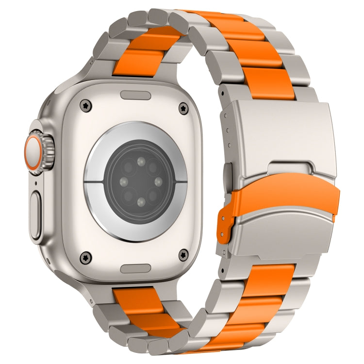 For Apple Watch Series 9 45mm Three Beads Titanium Alloy Metal Watch Band(Titanium Orange) - free shipping - PMc TechLife - Order now!