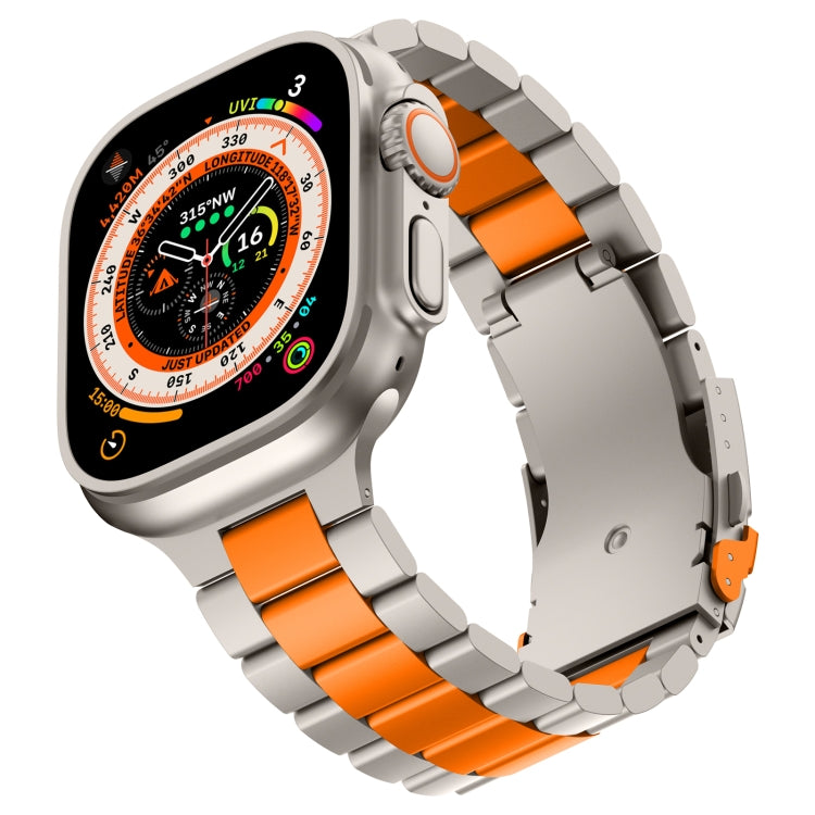 For Apple Watch Series 9 45mm Three Beads Titanium Alloy Metal Watch Band(Titanium Orange) - free shipping - PMc TechLife - Order now!