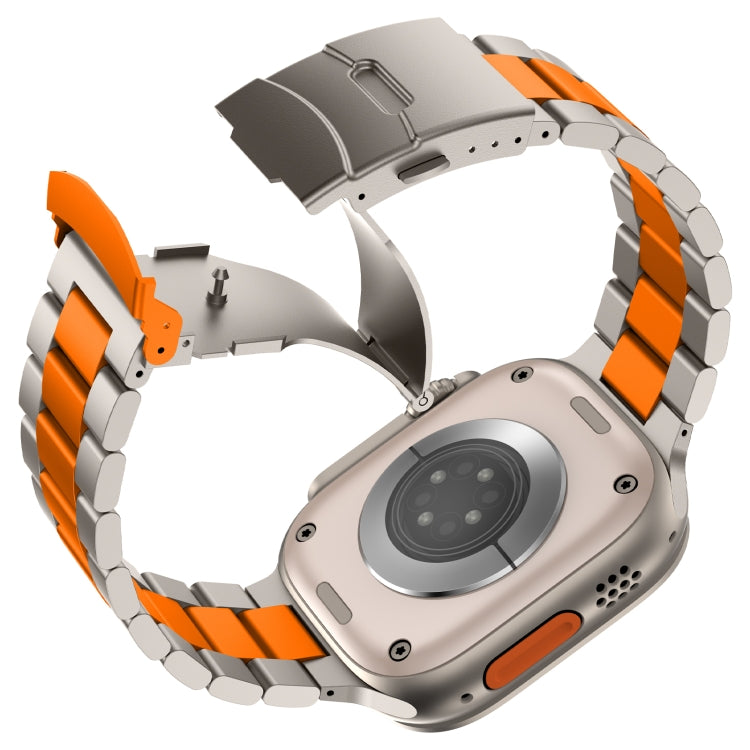 For Apple Watch Series 9 41mm Three Beads Titanium Alloy Metal Watch Band(Titanium Orange)