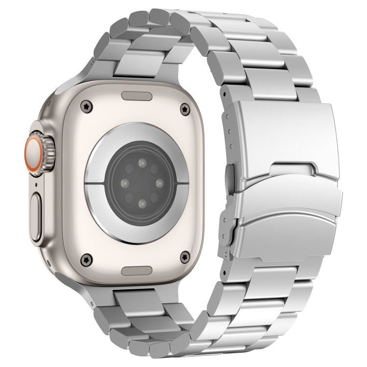 For Apple Watch Ultra 49mm Three Beads Titanium Alloy Metal Watch Band(Titanium Orange)