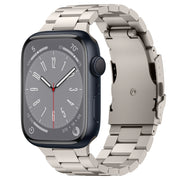 For Apple Watch Series 8 41mm Three Beads Titanium Alloy Metal Watch Band(Titanium Color)