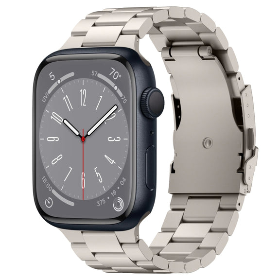 For Apple Watch Series 8 41mm Three Beads Titanium Alloy Metal Watch Band(Titanium Color)