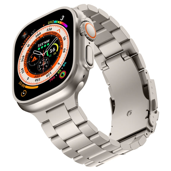 For Apple Watch Series 8 41mm Three Beads Titanium Alloy Metal Watch Band(Titanium Color)