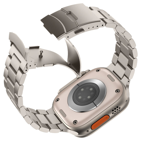 For Apple Watch Series 8 41mm Three Beads Titanium Alloy Metal Watch Band(Titanium Color)
