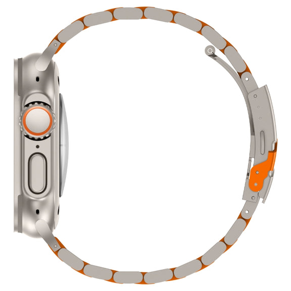 For Apple Watch Series 8 41mm Three Beads Titanium Alloy Metal Watch Band(Titanium Orange)