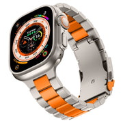 For Apple Watch Series 8 41mm Three Beads Titanium Alloy Metal Watch Band(Titanium Orange)