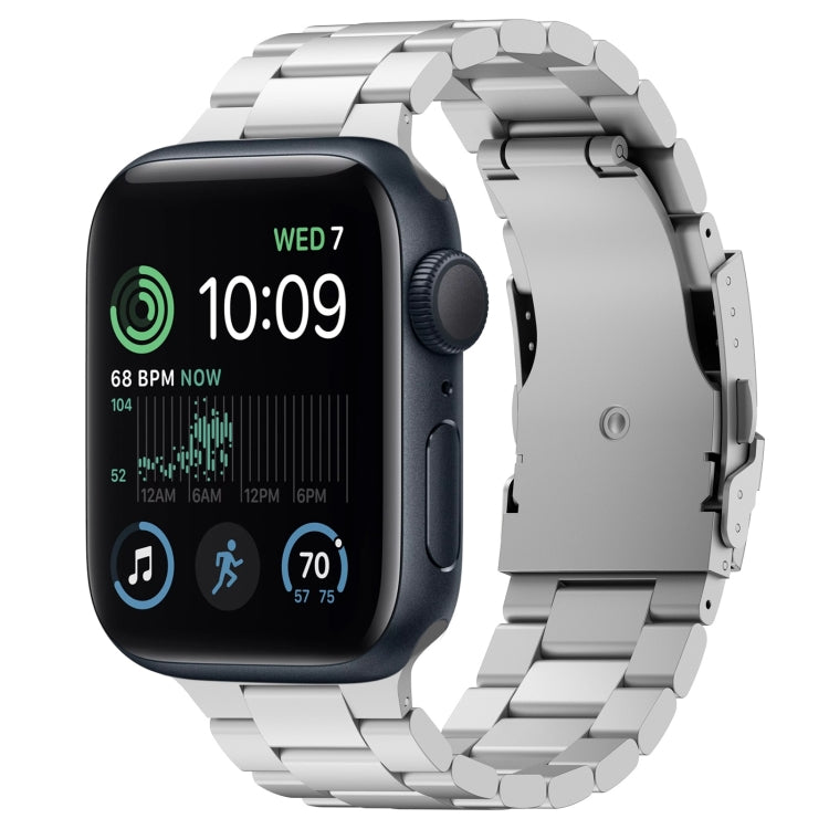 For Apple Watch SE 2022 40mm Three Beads Titanium Alloy Metal Watch Band(Silver) - free shipping - PMc TechLife - Order now!