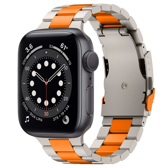 For Apple Watch Series 6 40mm Three Beads Titanium Alloy Metal Watch Band(Titanium Orange)
