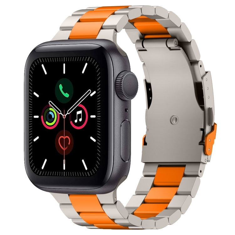 For Apple Watch Series 5 44mm Three Beads Titanium Alloy Metal Watch Band(Titanium Orange) - free shipping - PMc TechLife - Order now!