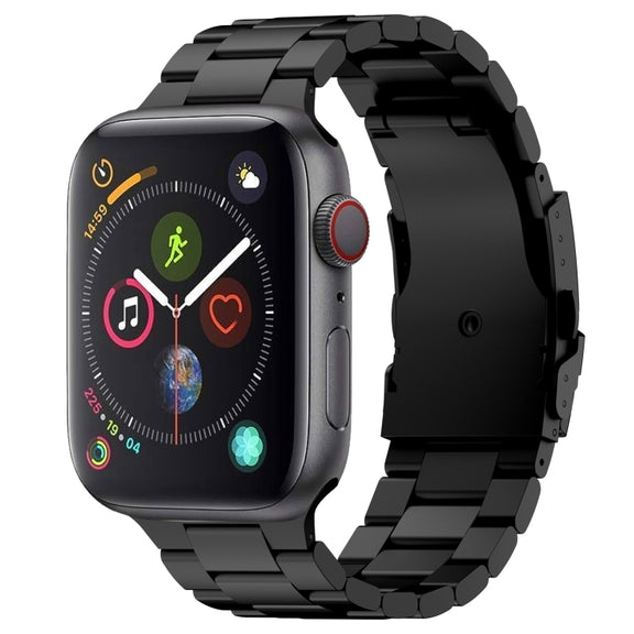 For Apple Watch Series 4 44mm Three Beads Titanium Alloy Metal Watch Band(Black)