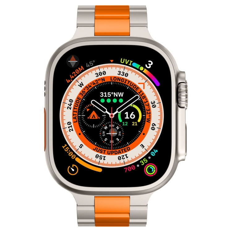 For Apple Watch Series 4 44mm Three Beads Titanium Alloy Metal Watch Band(Titanium Orange)