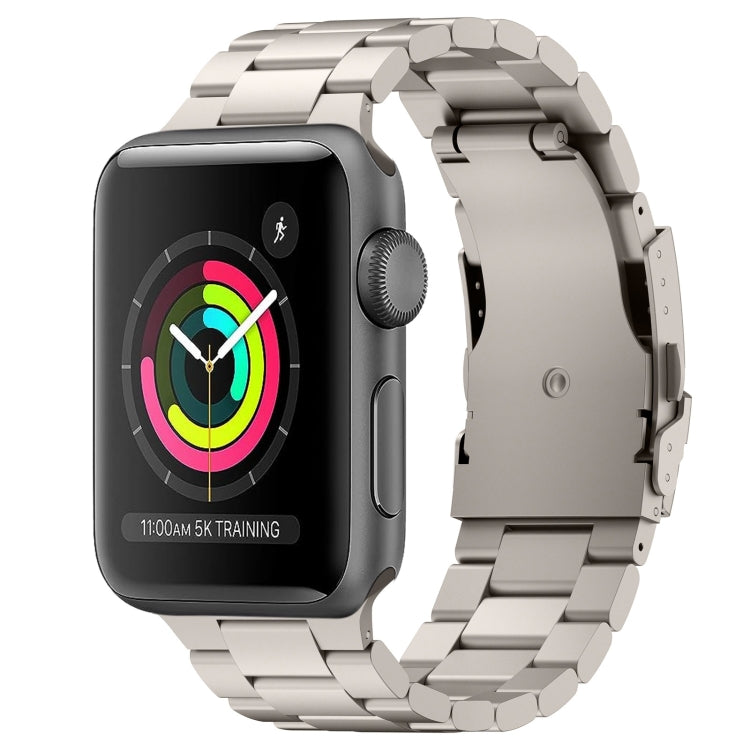 For Apple Watch Series 3 42mm Three Beads Titanium Alloy Metal Watch Band(Titanium Color)