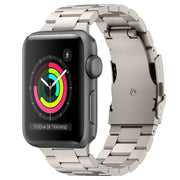 For Apple Watch Series 3 42mm Three Beads Titanium Alloy Metal Watch Band(Titanium Color)