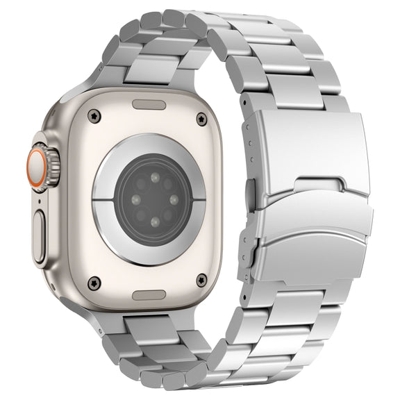 For Apple Watch Series 3 42mm Three Beads Titanium Alloy Metal Watch Band(Silver)