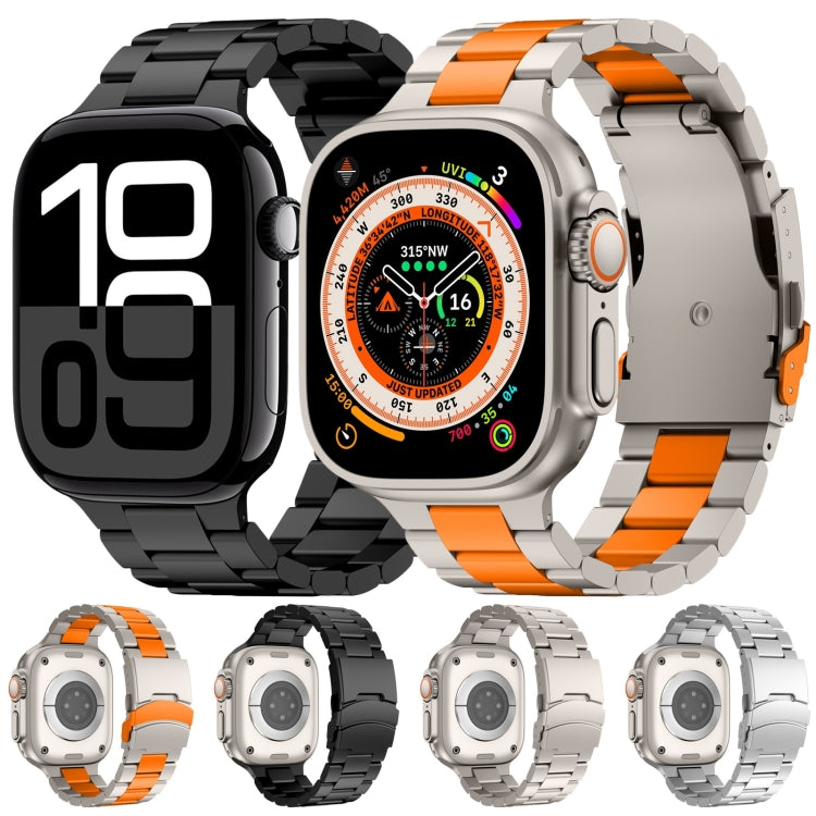 For Apple Watch Series 8 41mm Three Beads Titanium Alloy Metal Watch Band(Titanium Color)
