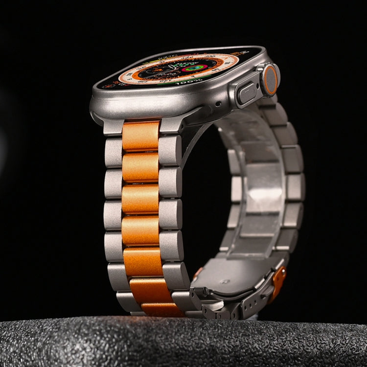 For Apple Watch Ultra 49mm Three Beads Titanium Alloy Metal Watch Band(Titanium Orange) - free shipping - PMc TechLife - Order now!