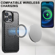 For iPhone 16 Suteni TXWH18 Carbon Fiber Texture Detachable Wallet MagSafe Phone Case(Black)