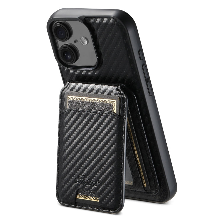 For iPhone 16 Suteni TXWH18 Carbon Fiber Texture Detachable Wallet MagSafe Phone Case(Black) - free shipping - PMC Jewellery - Order now!