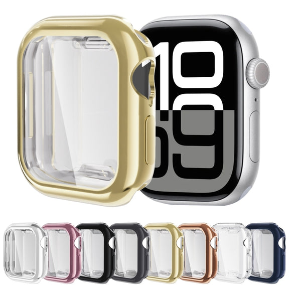 For Apple Watch Series 10 46mm Full Coverage TPU Electroplated Watch Case(Pink)