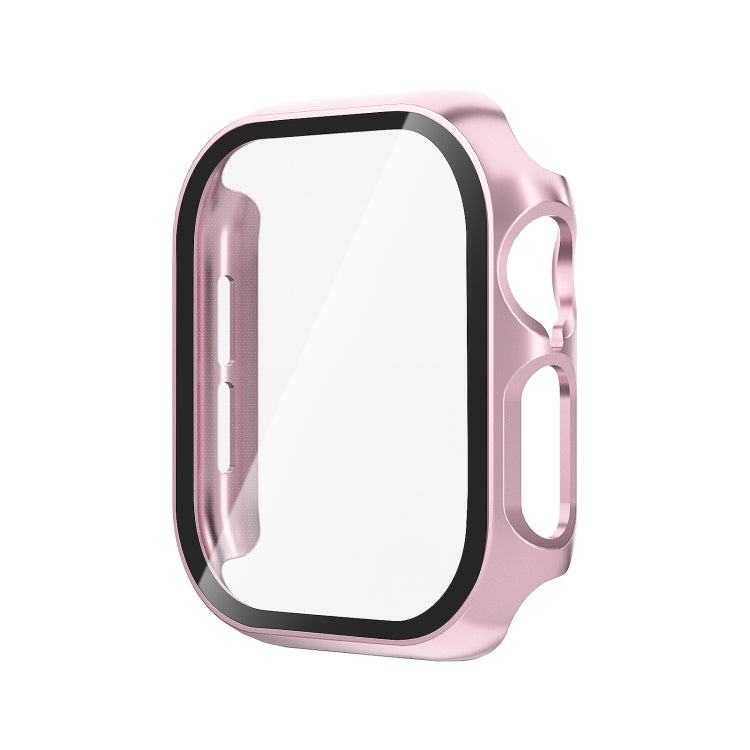 For Apple Watch Series 10 46mm Tempered Glass Film Integrated PC Watch Case(Rose Pink) - Watch Cases by PMC TechLife | Online Shopping South Africa | PMC TechLife | Buy Now Pay Later Mobicred