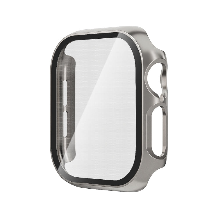 For Apple Watch Series 10 46mm Tempered Glass Film Integrated PC Watch Case(Titanium Grey) - Watch Cases by PMC TechLife | Online Shopping South Africa | PMC TechLife | Buy Now Pay Later Mobicred