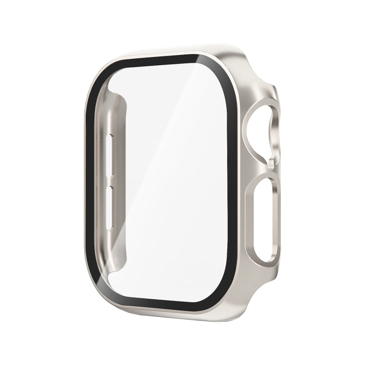 For Apple Watch Series 10 46mm Tempered Glass Film Integrated PC Watch Case(Starlight) - Watch Cases by PMC TechLife | Online Shopping South Africa | PMC TechLife | Buy Now Pay Later Mobicred