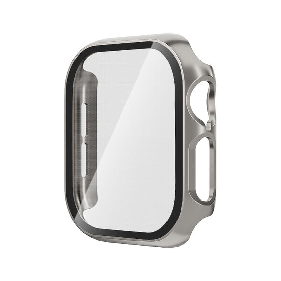 For Apple Watch Series 10 42mm Tempered Glass Film Integrated PC Watch Case(Titanium Grey)