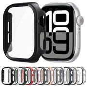 For Apple Watch Series 10 42mm Tempered Glass Film Integrated PC Watch Case(Rose Pink)