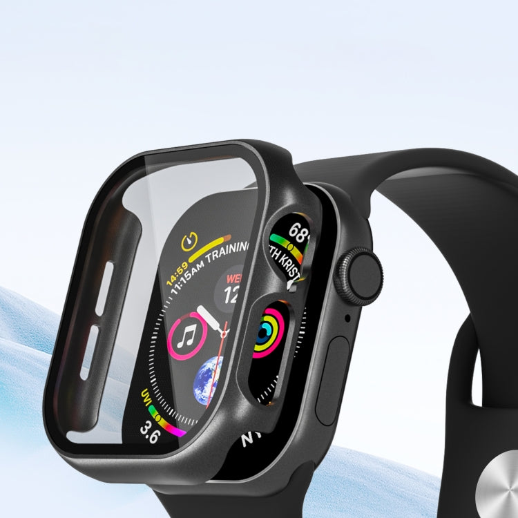 For Apple Watch Series 10 46mm Tempered Glass Film Integrated PC Watch Case(Black)