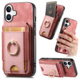 For iPhone 16 Retro Splitable Magnetic Stand Card Bag Leather Phone Case(Pink) - iPhone 16 Cases by PMC TechLife | Online Shopping South Africa | PMC TechLife | Buy Now Pay Later Mobicred