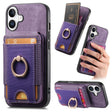For iPhone 16 Retro Splitable Magnetic Stand Card Bag Leather Phone Case(Purple) - iPhone 16 Cases by PMC TechLife | Online Shopping South Africa | PMC TechLife | Buy Now Pay Later Mobicred