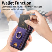 For iPhone 16 Retro Splitable Magnetic Stand Card Bag Leather Phone Case(Purple)