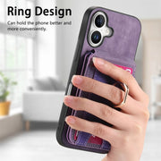 For iPhone 16 Plus Retro Splitable Magnetic Stand Card Bag Leather Phone Case(Purple)
