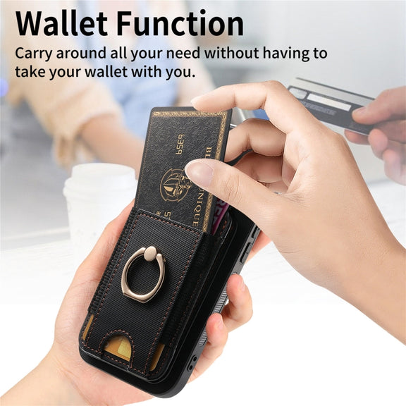 For iPhone 16 Pro Retro Splitable Magnetic Stand Card Bag Leather Phone Case(Black)