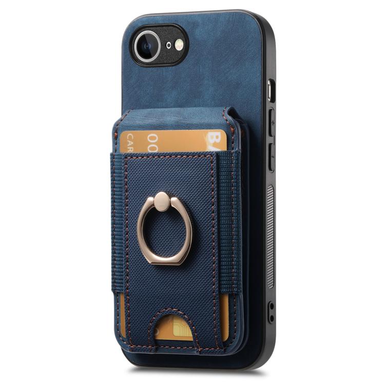 For iPhone 16e Retro Splitable Magnetic Stand Card Bag Leather Phone Case(Blue) - iPhone 16e Cases by PMC TechLife | Online Shopping South Africa | PMC TechLife | Buy Now Pay Later Mobicred