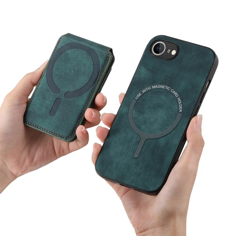 For iPhone 16e Retro Splitable Magnetic Stand Card Bag Leather Phone Case(Green) - free shipping - PMC TechLife - Order now!