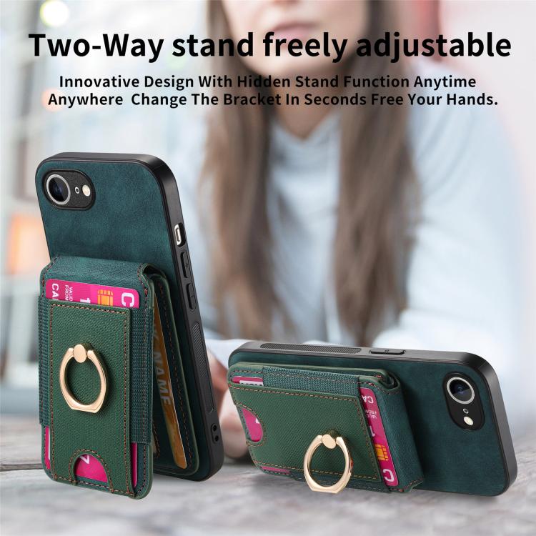 For iPhone 16e Retro Splitable Magnetic Stand Card Bag Leather Phone Case(Green) - free shipping - PMC TechLife - Order now!