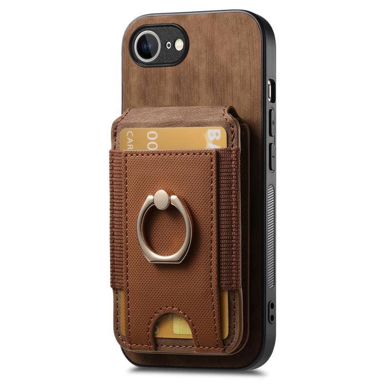 For iPhone 16e Retro Splitable Magnetic Stand Card Bag Leather Phone Case(Brown) - iPhone 16e Cases by PMC TechLife | Online Shopping South Africa | PMC TechLife | Buy Now Pay Later Mobicred