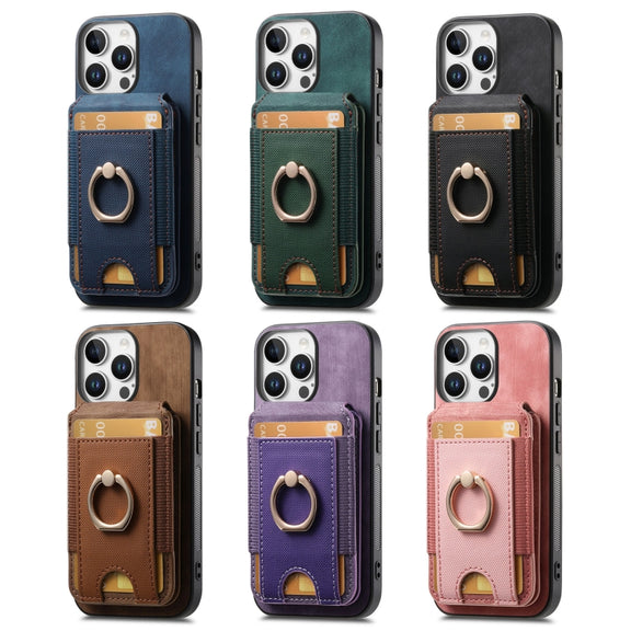 For iPhone 16 Retro Splitable Magnetic Stand Card Bag Leather Phone Case(Green)