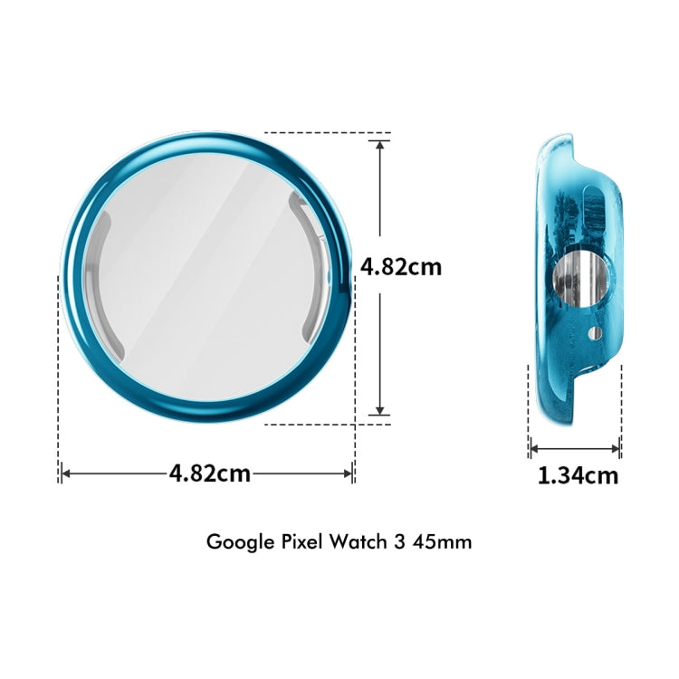 For Google Pixel Watch 3 45mm ENKAY Hat-Prince Full Coverage Electroplated Soft TPU Case with Screen Protection(Dark Cyan) - free shipping - PMc TechLife - Order now!