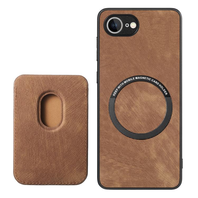For iPhone 16e Retro Leather Card Bag Magnetic Phone Case(Brown) - iPhone 16e Cases by PMC TechLife | Online Shopping South Africa | PMC TechLife | Buy Now Pay Later Mobicred