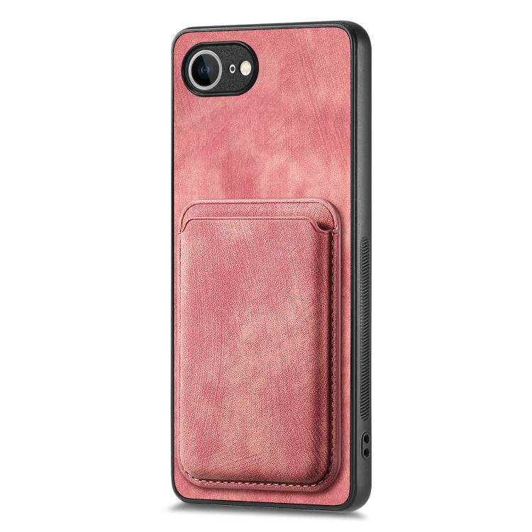 For iPhone 16e Retro Leather Card Bag Magnetic Phone Case(Pink) - iPhone 16e Cases by PMC TechLife | Online Shopping South Africa | PMC TechLife | Buy Now Pay Later Mobicred