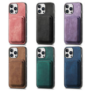 For iPhone 16e Retro Leather Card Bag Magnetic Phone Case(Black)